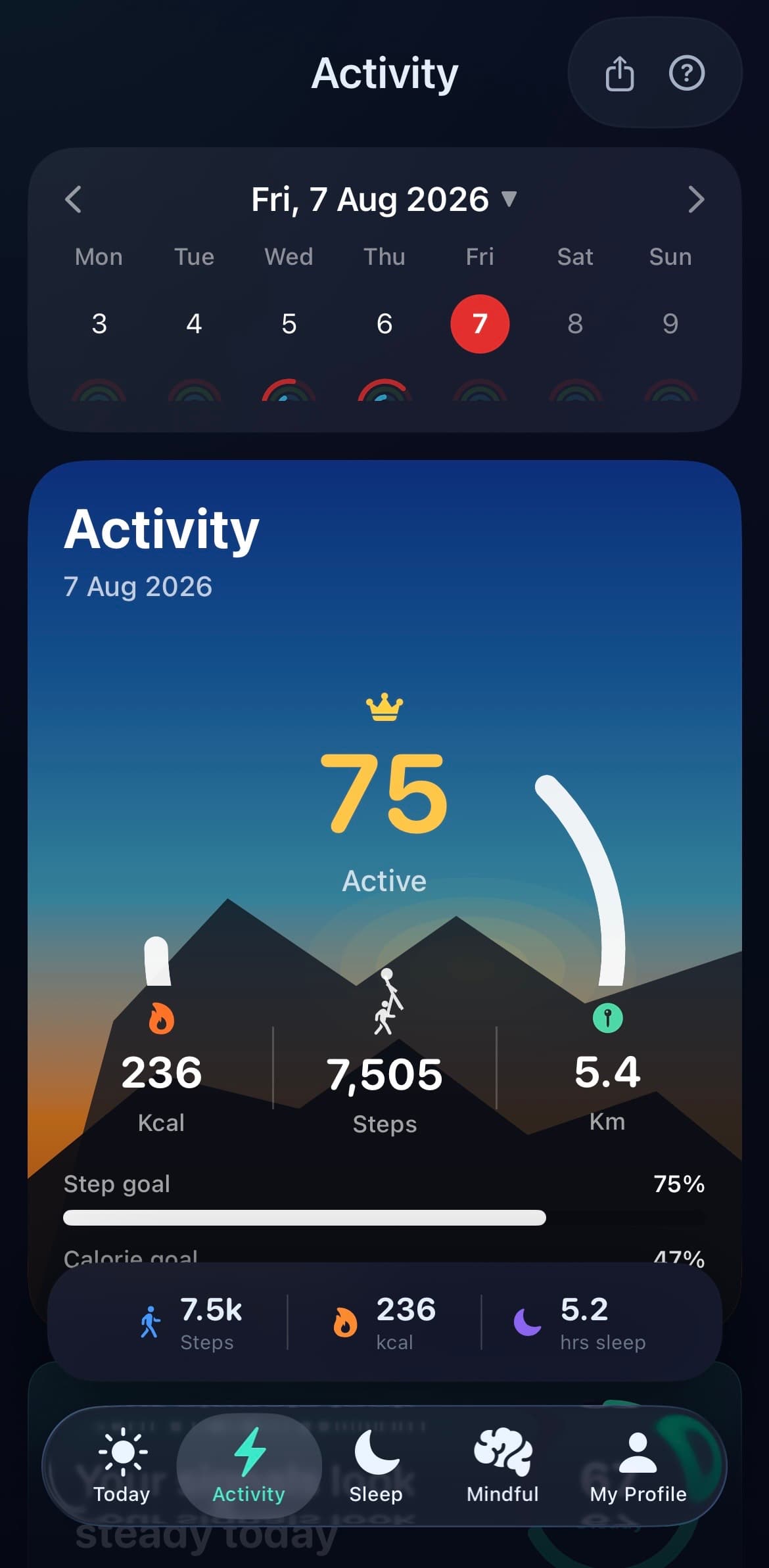 SENOVA Ring app Activity screen
